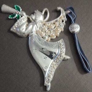 Trifari 2010 Silver Angel Ornament with Pearls